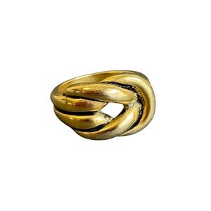 Vintage Lovers Knot Ring Heavy Gold Tone Love Band Size 6